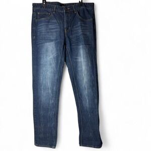ADM Mens Jeans Blue Wash Straight Leg Denim Pants 36x32 Faded Casual‎ Classic